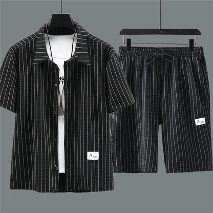 Ensemble chemise à rayures pour hommes, chemise courte, mode décontractée, grande taille 10XL, 11XL, vêtements d'été