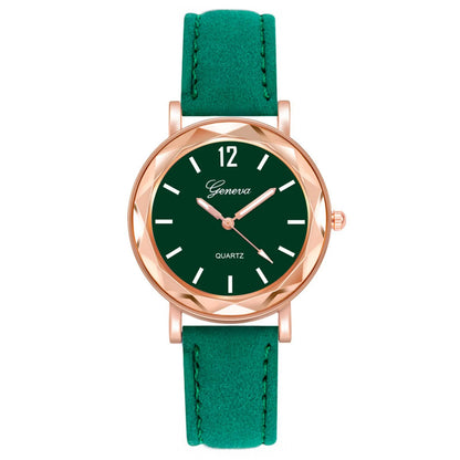 Montre à Quartz décontractée, bracelet en cuir, strass,
