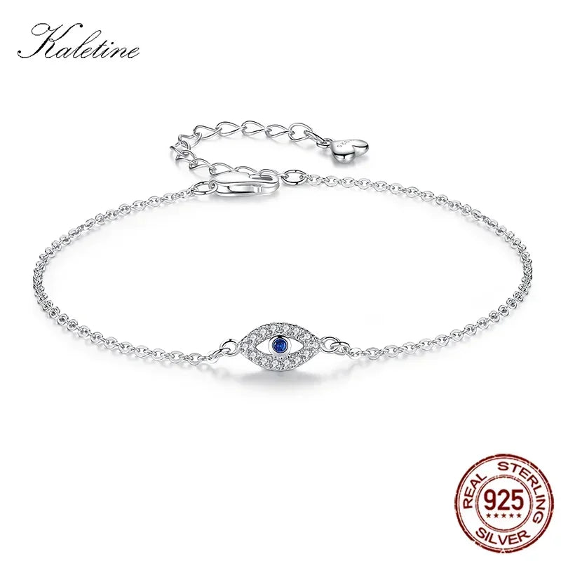 KALETINE chanceux mauvais œil Bracelet 925 en argent Sterling Bracelets pour femme pierre bleue CZ turquie réglable hommes bijoux KLTB099