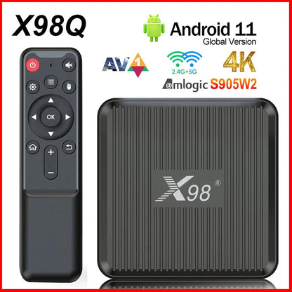 X98Q Smart TV Box AV1 Amlogic S905W2 4K HD Smart Media Player Set Top Box Android11 ​​2.4G &amp; 5G Dual WiFi X98Q TV Box 1+8GB 2+16GB
