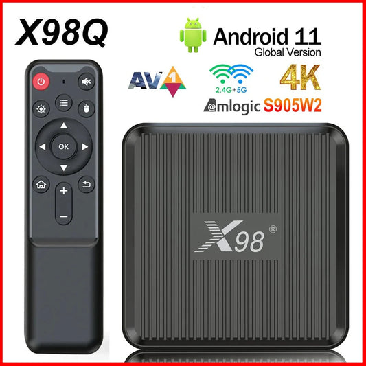 X98Q Smart TV Box AV1 Amlogic S905W2 4K HD Smart Media Player Set Top Box Android11 ​​2.4G &amp; 5G Dual WiFi X98Q TV Box 1+8GB 2+16GB
