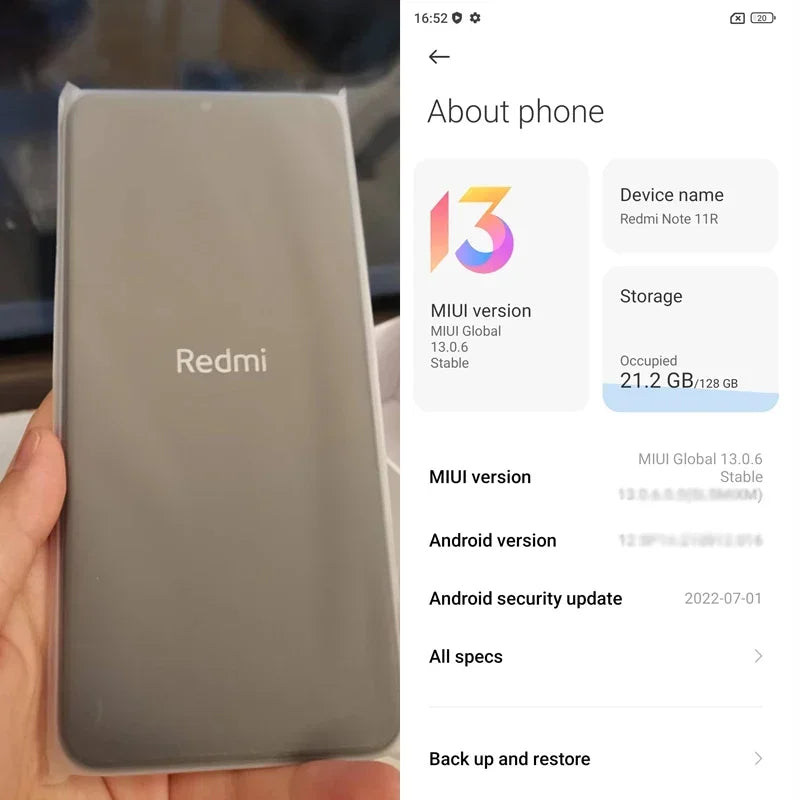 Global Rom Xiaomi Redmi Note 11R 4/6/8GB + 128GB MTK700 5000mAh 5G Smartphone 90 Hz 6.58 "FHD + 13MP Bluetooth 5.1 téléphones mobiles