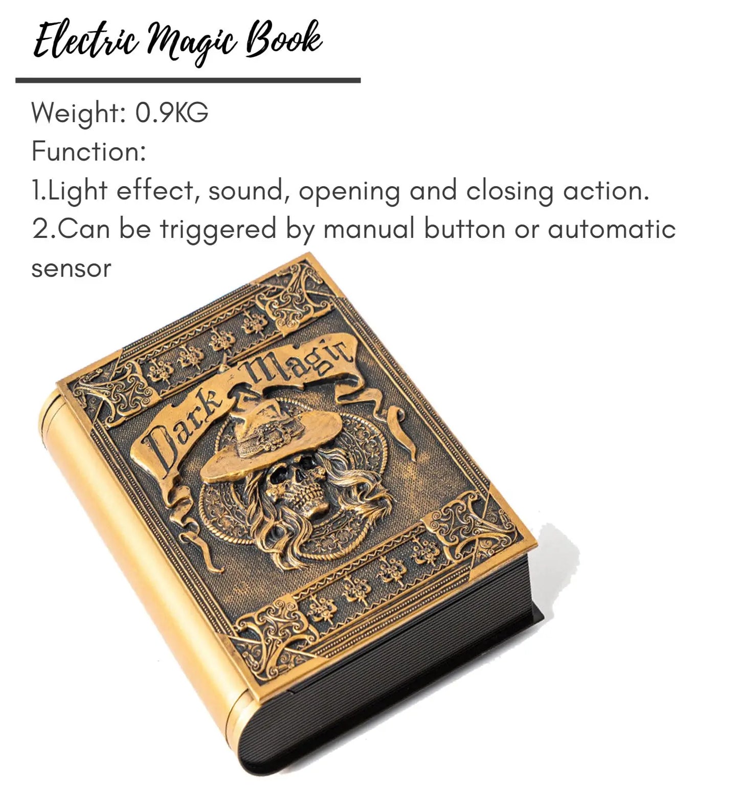 Livre de magie électrique avec son de squelette et lumière, décorations d'halloween, accessoires d'ambiance pour Festivals, cour, pelouse