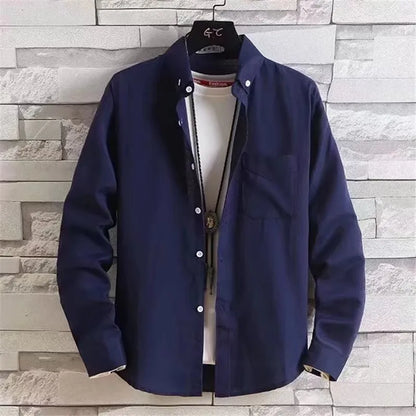 Ox Cloth irt hommes décontracté Long Sve couleur Pure été Busin décontracté polyvalent coupe ample jeunesse tendance anti-déversement