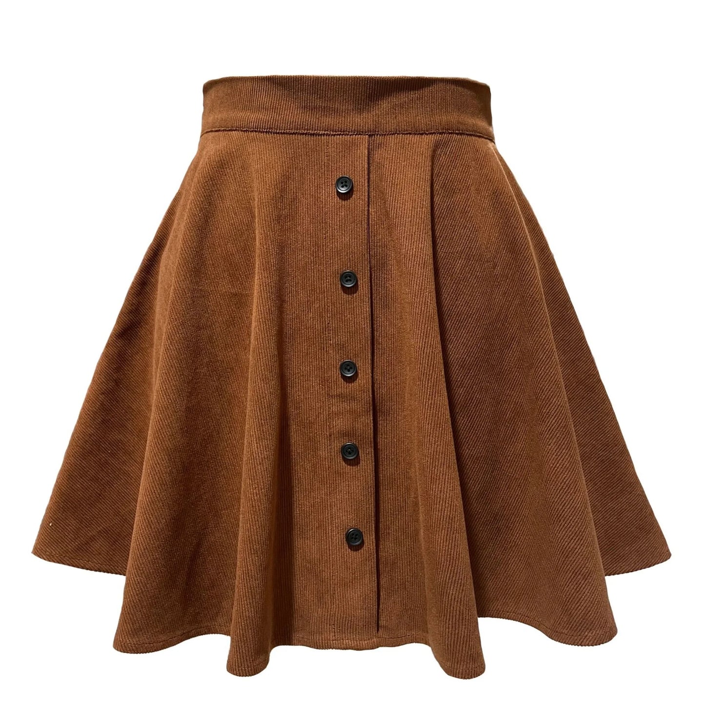 Jupe en velours côtelé pour femmes, mode automne hiver, taille haute, simple boutonnage, Streetwear décontracté, jupes trapèze, 2025