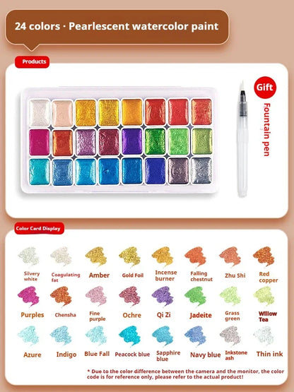 Ensemble de peinture d'interconnexion solide nacré, pigments d'interconnexion scintillants pour le dessin, la peinture, l'écriture, l'art, les fournitures scolaires, 12-60 couleurs