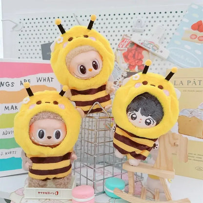 Tenue de fête assise labubu V1 V2 de 17cm, vêtements en vinyle, poupée petite abeille, onesie, poupées mignonnes, accessoires de décoration