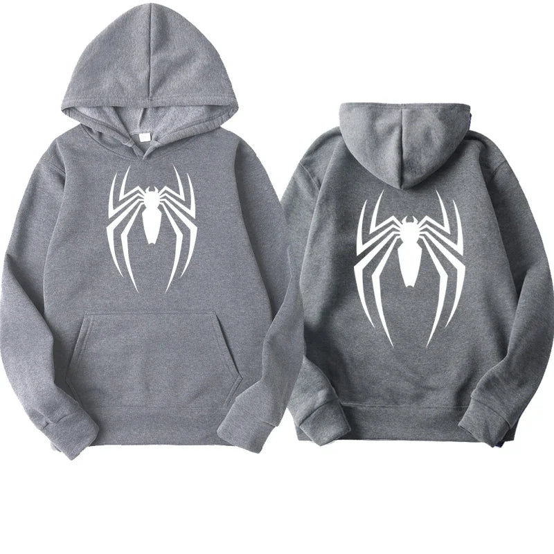 Sweat à capuche pour hommes, mode de rue, imprimé araignée, polaire, décontracté, drôle, ample, spiderman, vêtements pour hommes, nouvelle collection 2024