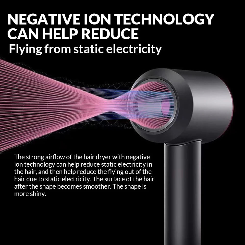 Sèche-cheveux électrique ionique 5 en 1, sèche-cheveux sans lame à grande vitesse, Ion négatif professionnel, 1.8M, Super sans feuilles