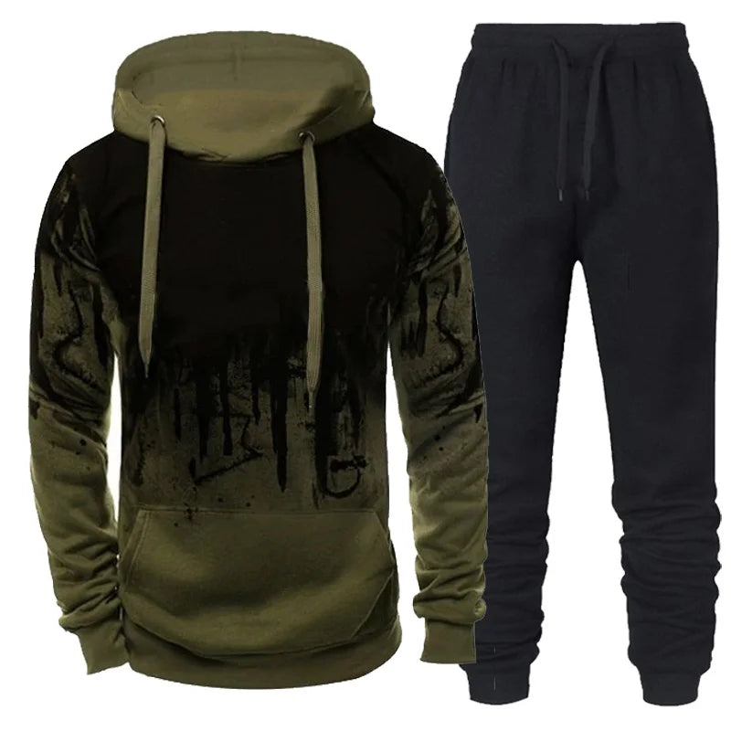 Survêtements à capuche et pantalon CamSolomon pour hommes, vêtements de sport tendance, olympiques de jogging à encre 3D, automne et hiver, ensemble 2 pièces