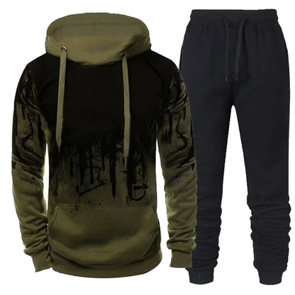 Survêtements à capuche et pantalon CamSolomon pour hommes, vêtements de sport tendance, olympiques de jogging à encre 3D, automne et hiver, ensemble 2 pièces