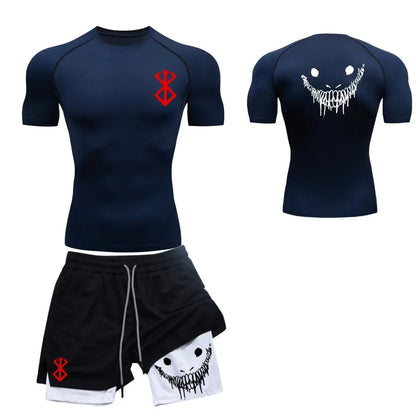 Ensemble de fitness décontracté à la mode pour hommes, vêtements de sport à séchage rapide, shorts + chemise, ensemble 2 pièces, course à pied, entraînement, été