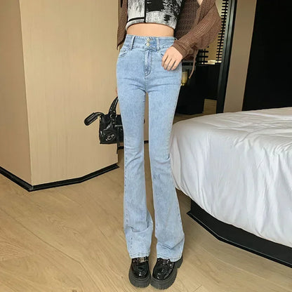 ZOENOVA-Jean baggy taille haute pour femme, pantalon évasé chic, bleu, gris, fer à cheval, Bootcut Denim Streetwear, vêtements Y2K, nouveau, 2023
