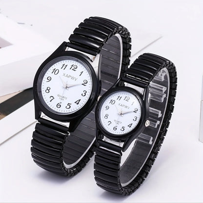 Bande élastique élastique Quartz Couple mode paire montre d'âge moyen et personnes âgées grand cadran pointeur Surface numérique montre pour hommes femmes