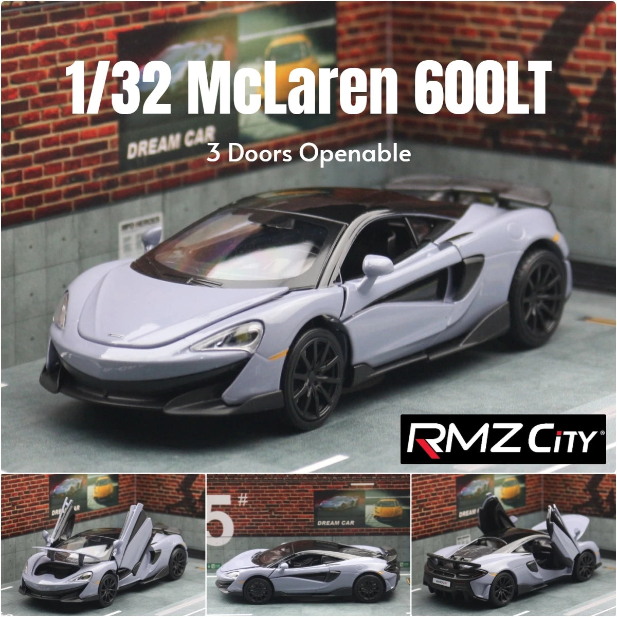 McLaren-Voiture l'inventaire en métal moulé sous pression pour enfants, modèle de jouet de sport ThomZ CiTY, collection son et lumière, cadeau, 1/32, 600LT