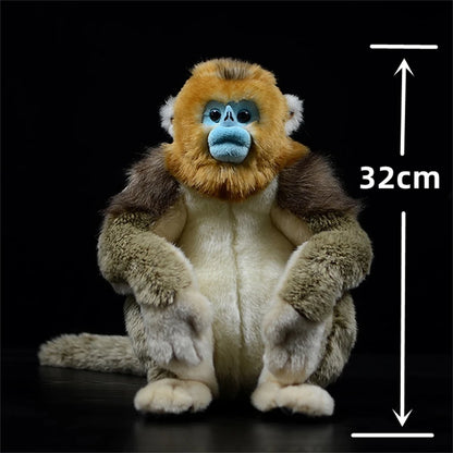 Sirène dorée haute fidélité, dessin animé mignon, singe à nez snub, jouets en peluche, animaux réalistes, Simulation, poupée en peluche, cadeaux Kawai