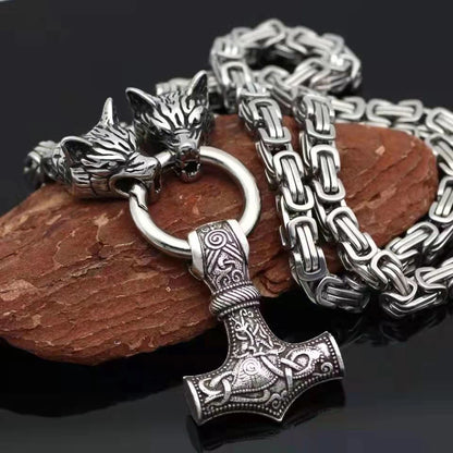 Pendentif tête de loup en acier inoxydable, collier nordique loup celtique pour hommes, accessoires de Rune Viking scandinave, bijoux amulette nordique