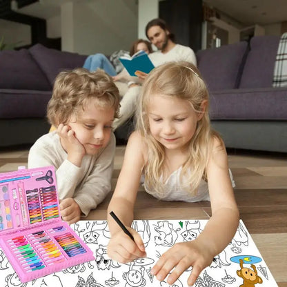 Ensemble de pinceaux de peinture graffiti pour enfants, stylo d'interconnexion, apprentissage d'art, boîte d'acquisition de papeterie, jouets pour enfants, rose, bleu, 86 pièces par ensemble