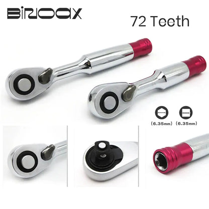 Binoax 72 dents clé à cliquet couple 85mm/100mm 1/4 ''Mini clés à douille outil de réparation pour véhicule vélo vélo