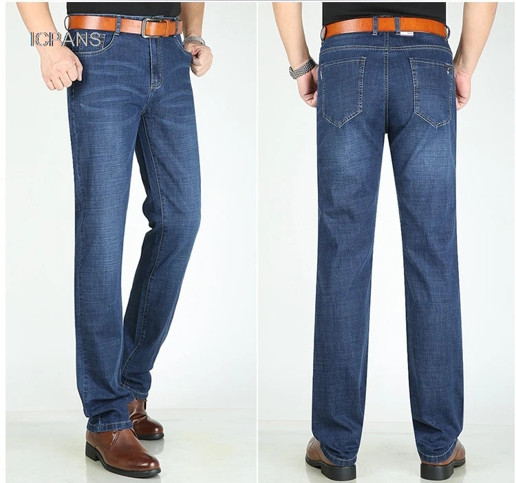 Jean Denim Fin pour Homme, Pantalon Droit, Décontracté, Bleu, Noir, Gris, Vêtements d'Été, Taille 40 42