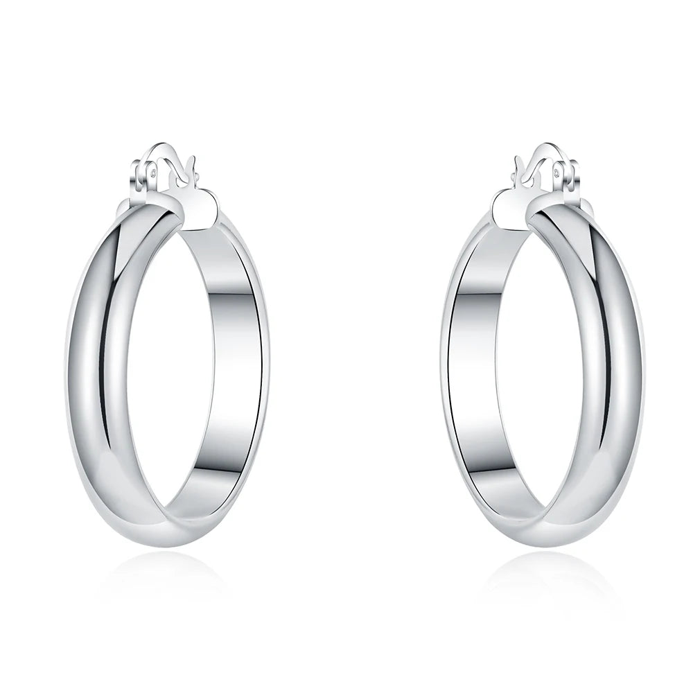 Boucles d'oreilles créoles géométriques simples en argent regardé 925 pour femmes, boucles d'oreilles cercle losange, bijoux de déclaration de mariage, mode