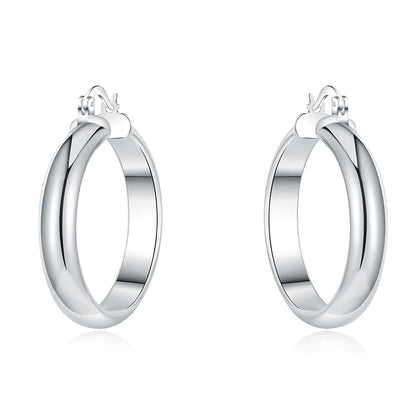 Boucles d'oreilles créoles géométriques simples en argent regardé 925 pour femmes, boucles d'oreilles cercle losange, bijoux de déclaration de mariage, mode