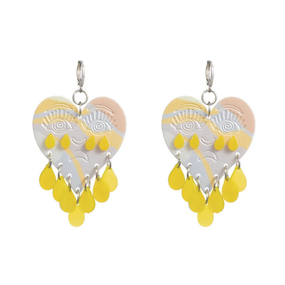 Boucles d'oreilles en acrylique JeTassel pour femmes, flammes européennes, gouttes, coeur, crâne, lame de chat, bijoux punk, gels de poisson, étoile