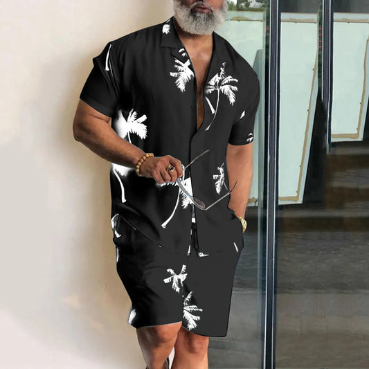 AMP Tree-Ensemble deux pièces pour hommes, chemises et shorts College en 3D, vêtements de plage unisexes, chemise à revers hawaïenne, olympiques à la mode, 2 pièces