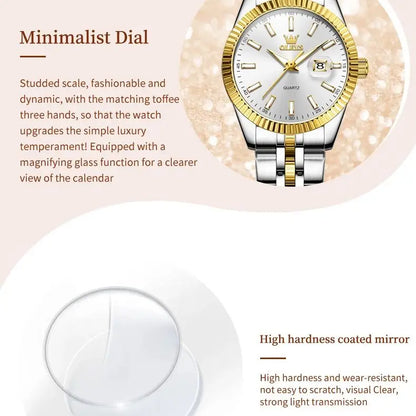 OLEVS-Montre à Quartz de Marque de Luxe pour Femme, en Acier Inoxydable, Étanche, Veilleuse, Élégante, d'Affaires, 5593