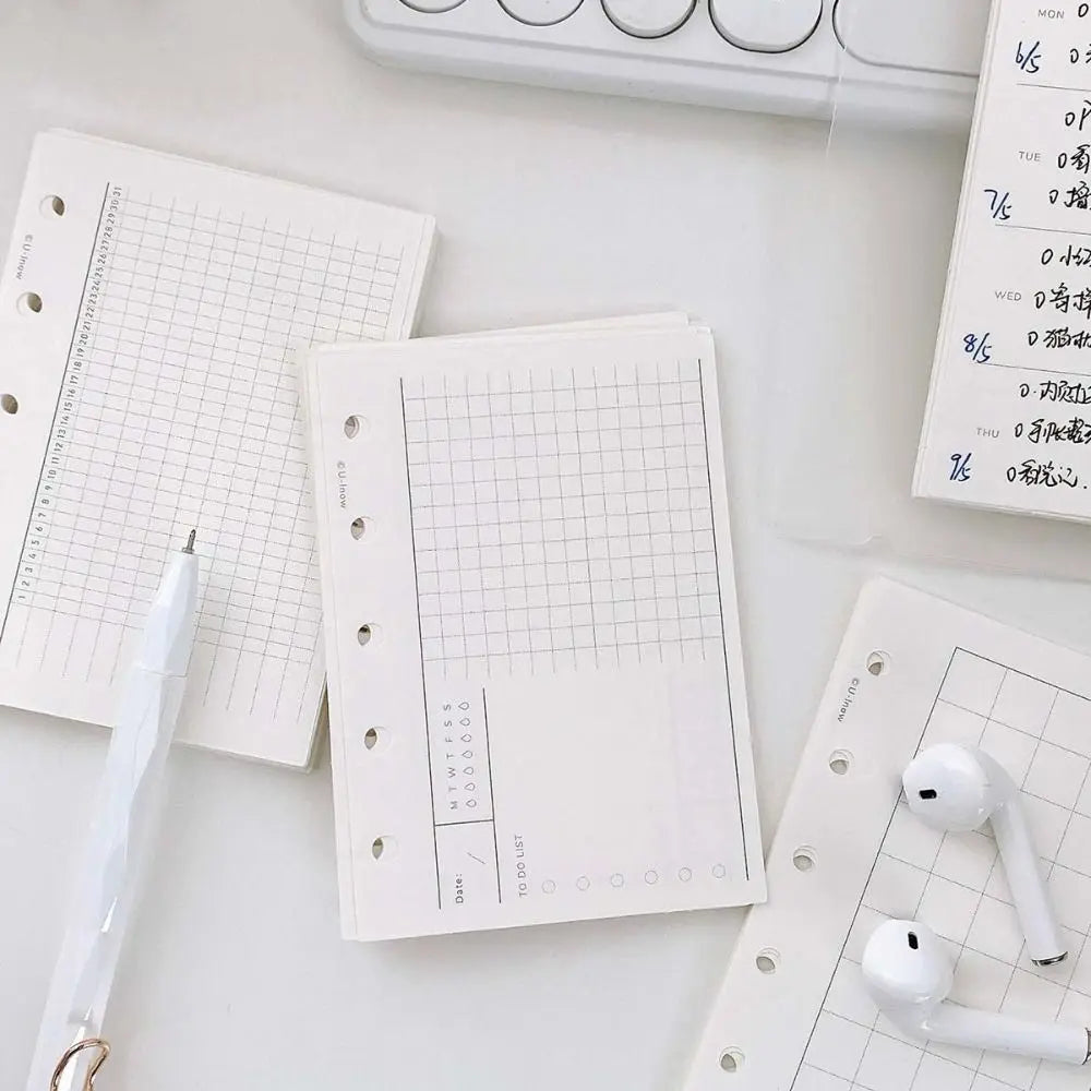 Papier de recharge, index à 5 trous, page intérieure, cartes, reliure de recharge intérieure, papier Liberty, blanc, papeterie, 50 feuilles