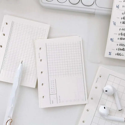 Papier de recharge, index à 5 trous, page intérieure, cartes, reliure de recharge intérieure, papier Liberty, blanc, papeterie, 50 feuilles