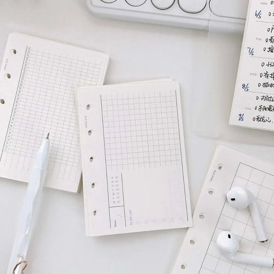 Papier de recharge, index à 5 trous, page intérieure, cartes, reliure de recharge intérieure, papier Liberty, blanc, papeterie, 50 feuilles