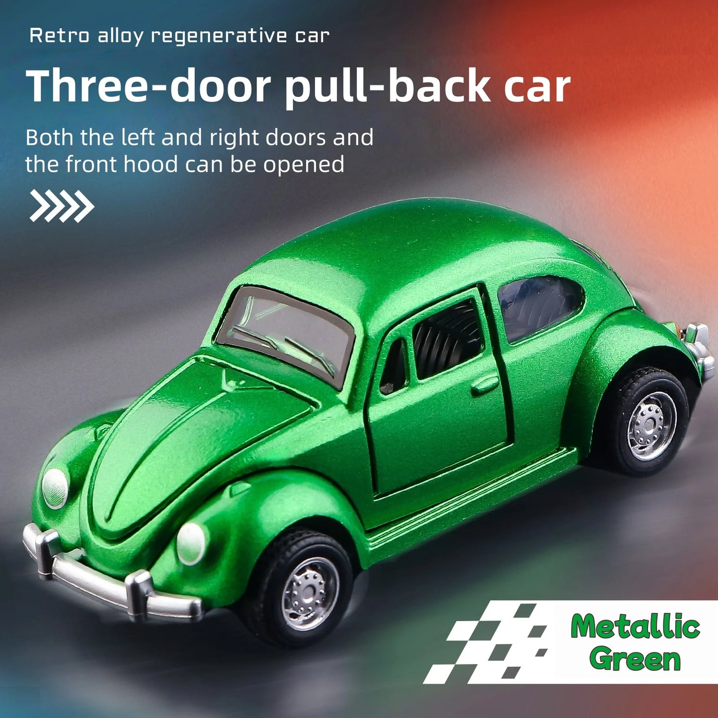 Modèle de voiture classique Beetle mini voiture en alliage à traction, trois portes peuvent être ouvertes à l'échelle 1:60, cadeaux pour garçons adultes et enfants