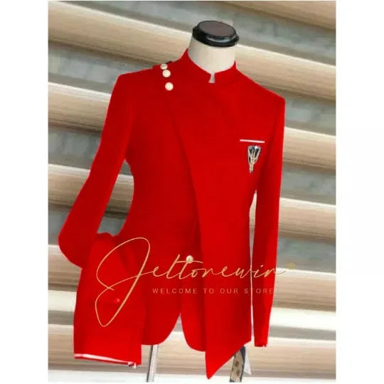 Costume européen et américain pour hommes, grande taille, col montant et col incliné, robe d'affaires, Banquet, Cocktail, robe d'hébergement, ensemble deux pièces