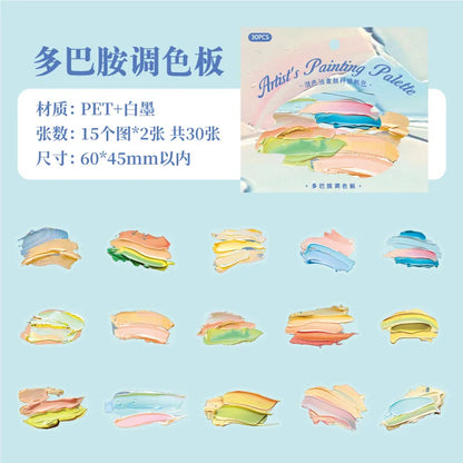 Mr. Paper, 30 pièces, paquet d'autocollants sur le thème de la Palette de couleurs de peinture à l'huile,