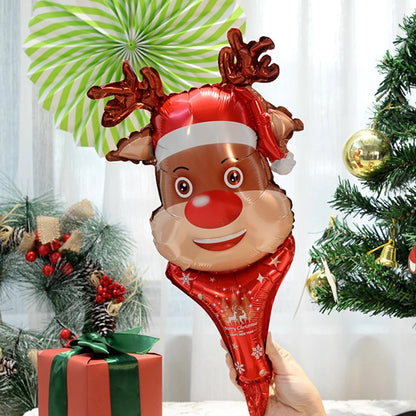 10 pièces ballons de noël à main père noël bonhomme de neige Elk pain d'épice homme bricolage nouvel an joyeux noël atmosphère décoration de fête ZYF