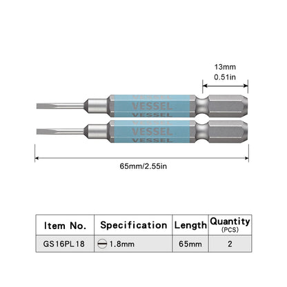 VESSEL-Jeu d'embouts de tournevis pour Phillips et vis à fente, embout magnétique à tête unique, accessoires pour outils à main, série NO.GS16