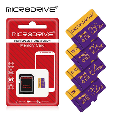 Carte mémoire micro TF haute vitesse, carte SD, 128 Go, 256 Go, classe 10, 4 Go, 8 Go, 16 Go, 32 Go, V10, carte TF pour smartphones, appareil photo et haut-parleurs