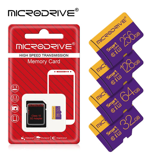 Carte mémoire micro TF haute vitesse, carte SD, 128 Go, 256 Go, classe 10, 4 Go, 8 Go, 16 Go, 32 Go, V10, carte TF pour smartphones, appareil photo et haut-parleurs