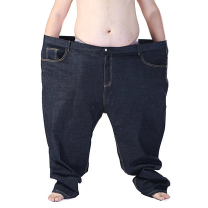 Jean en Denim extensible pour homme, pantalon Extra Large de grande taille, bleu, noir, élastique, de marque