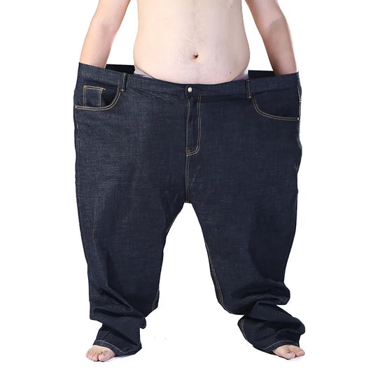 Jean en Denim extensible pour homme, pantalon Extra Large de grande taille, bleu, noir, élastique, de marque