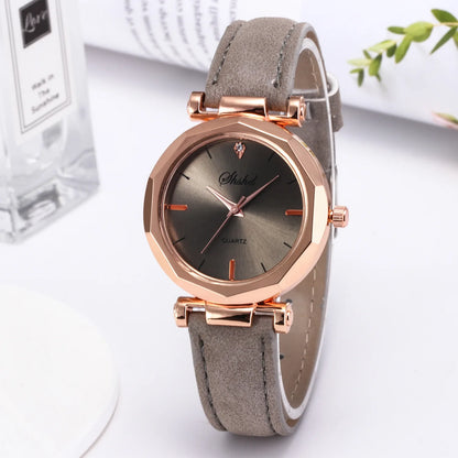 montres femmes rouge bracelet en cuir décontracté montres à Quartz