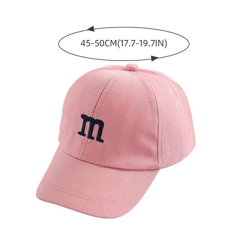 Casquette de baseball brodée lettre M pour enfants, chapeau de soleil pour bébé, casquettes à visière pour tout-petits, printemps, été, fille, garçon
