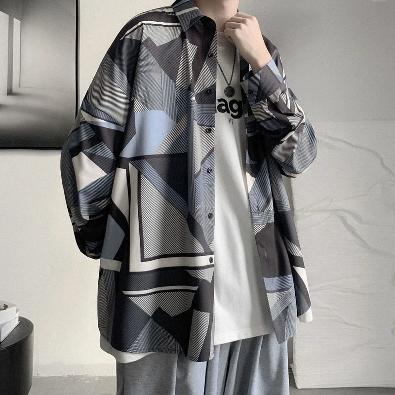 Chemises à col rabattu à manches longues pour hommes, impression Aadt, beau printemps, mode d'été mince, streetwear décontracté, vêtements à boutons