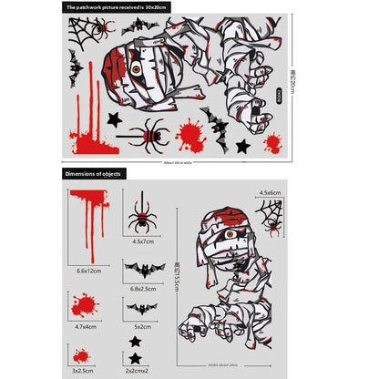 Autocollants de fenêtre électrostatiques pour vitrine en verre d'halloween, décoration de scène fantôme Zombies citrouille araignées, décoration de fête d'halloween