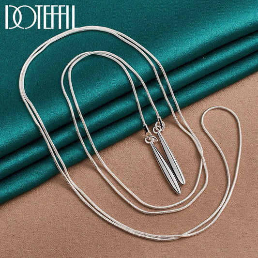 DOTEFFIL – collier chaîne serpent à Double feuille en argent Sterling 925 pour femmes, bijoux de fête de fiançailles et de mariage