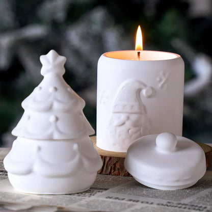 Moule de pot de bougie d'arbre de noël, père noël, bricolage, ornement de noël fait à la main, plâtre, résine, artisanat, moulage, décoration de fête à domicile