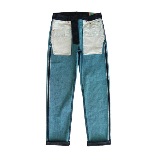 Jean en denim à lisière sanforisée pour homme, embaudouble face, coupe régulière, jambe droite, 15 oz, lavé, ATI CE ZHAN, T6601XX
