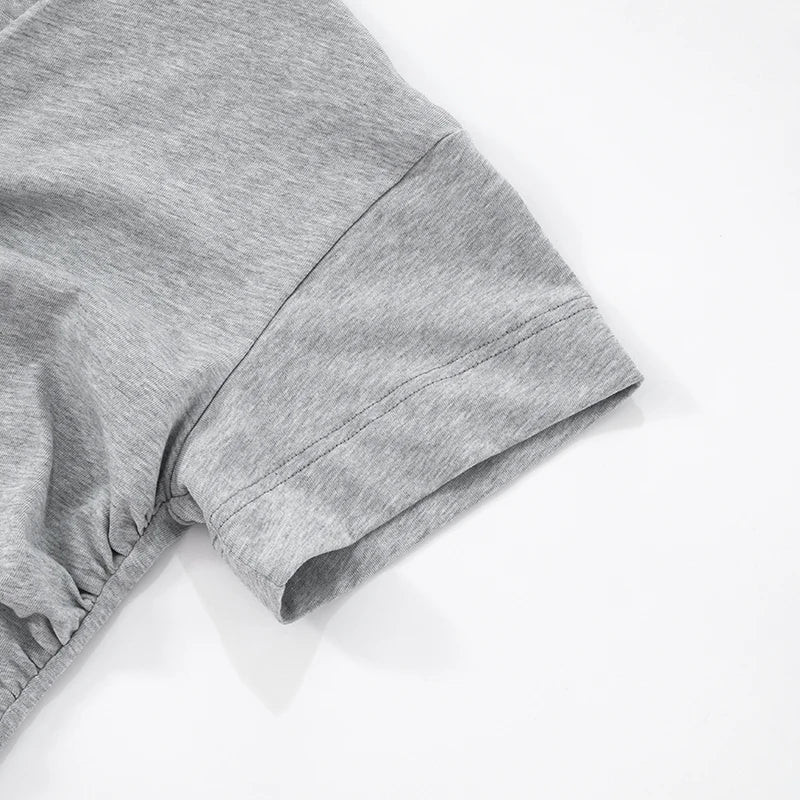 CUTENOVA femmes taille mince conception col en v couleur unie à manches courtes T-Shirt Sexy rétrécissement haut plissé mode polyvalent haut décontracté