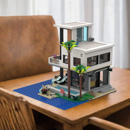 Moc City – maison de plage moderne, modèle créatif modulaire, blocs de construction, jouets de bricolage, cadeau pour enfant, 971 pièces